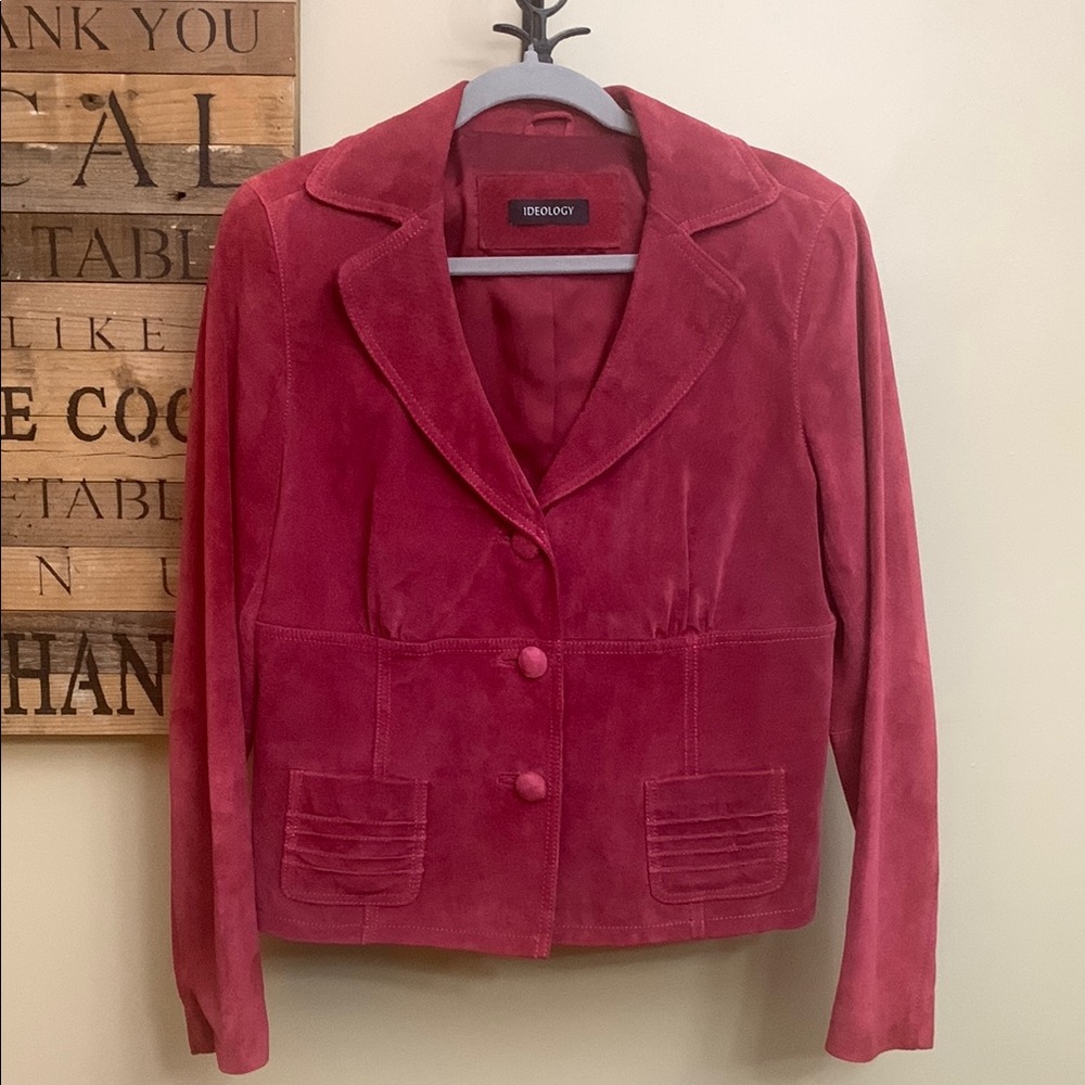 Ideology Women's Red Leather- Suede Jacket NICE